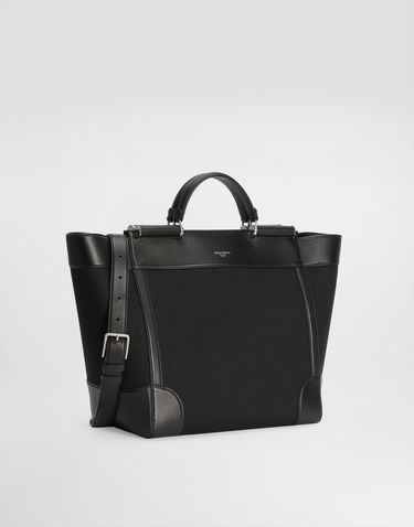 Голяма пазарска чанта Dolce & Gabbana Dolce & Gabbana Calfskin and Panama Tote Bag Черно | BM2448A9C218B956, 1