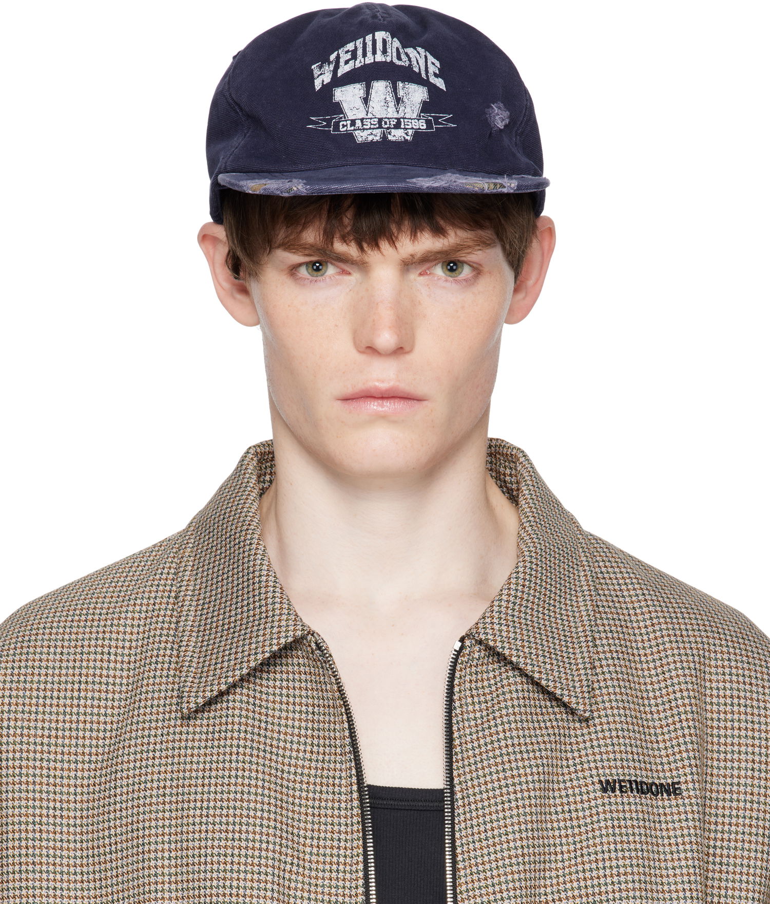 Шапка с козирка We11done We11done Distressed Collegiate Cap Тъмно синьо | WD-AH2-25-407-U-NV, 0
