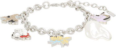 Гривна We11done We11done Silver-Tone Metal Monster Charms Bracelet with Faux Pearl Металик | WD-AJ2-25-525-U-SV, 0