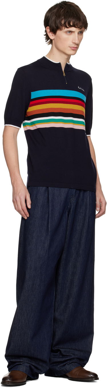 Тениска Paul Smith Signature Stripe Merino Wool Cycle T-shirt Тъмно синьо | M1R-528Z-T02882-49, 3