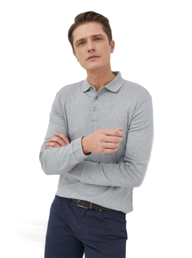 Поло тениска BOSS Organic Cotton Polo Shirt Сиво | 50468392