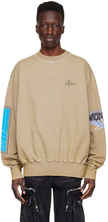Пуловер We11done We11done Graphic Print Cotton Sweatshirt Бежово | WD-TS1-22-667-U-KK, 0