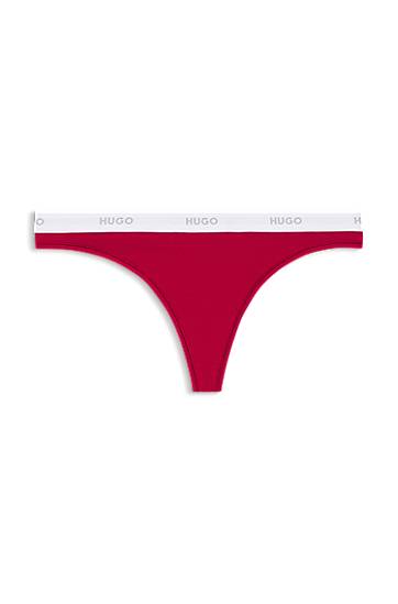 гащички BOSS Stretch-cotton thong with logo waistband Червено | 50557101