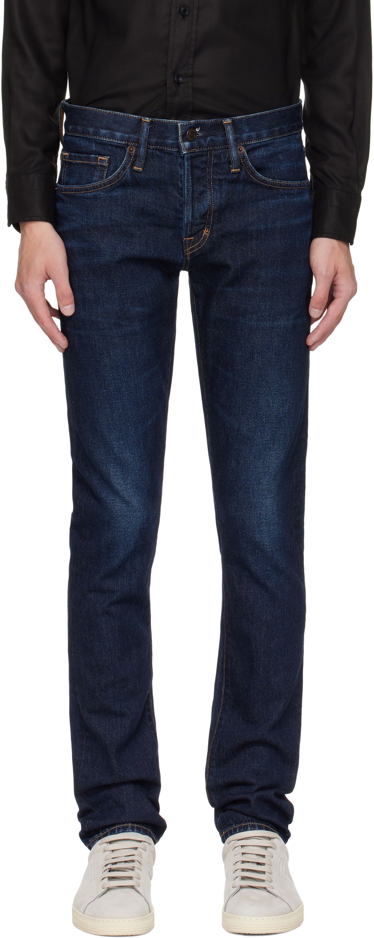 Дънки Tom Ford TOM FORD Stretch Twill Slim Fit Jeans Синьо | DPS001-DMC073, 0