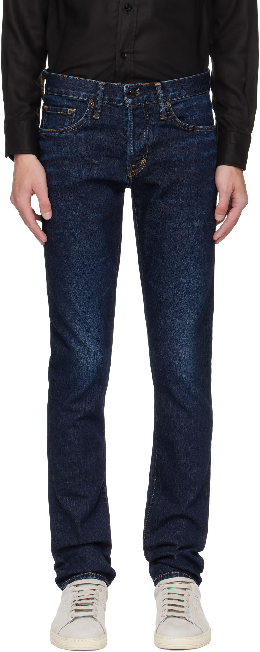 Дънки Tom Ford TOM FORD Stretch Twill Slim Fit Jeans Синьо | DPS001-DMC073