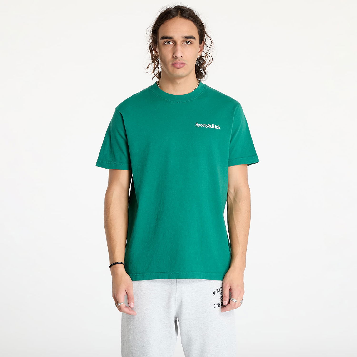 Тениска Sporty & Rich Health Is Wealth T-Shirt UNISEX Alpine/ White XS Зелено | TO043516300GR03, 0