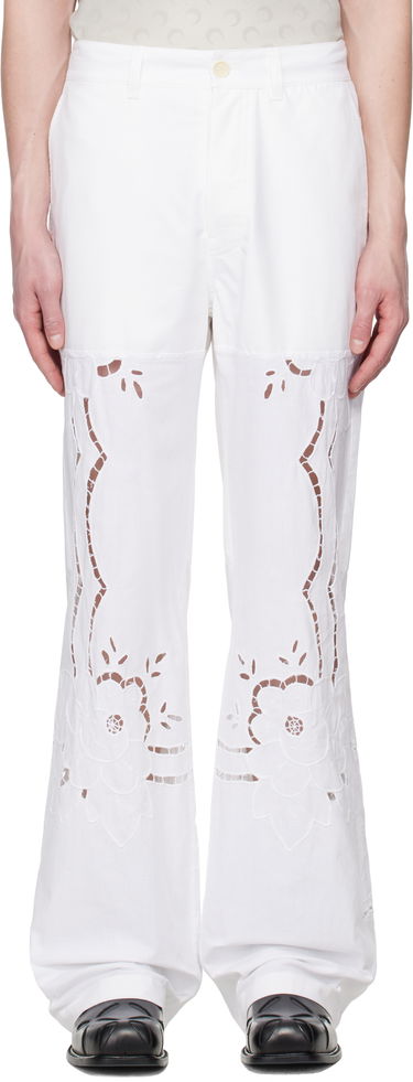 Панталони Marine Serre Marine Serre Regenerated Household Linen Wide Leg Trousers Бяло | UPA056A UWOV0007, 0
