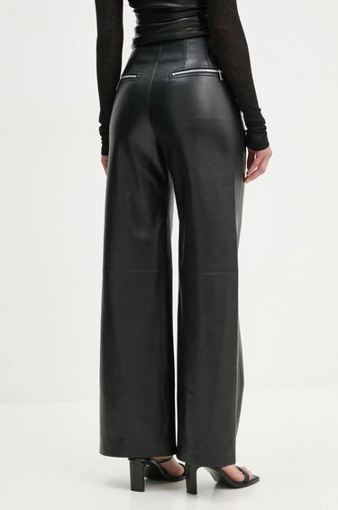 Панталони Nanushka Leather Pants With Asymmetrical Zipper Черно | NW24FWPA45300, 2