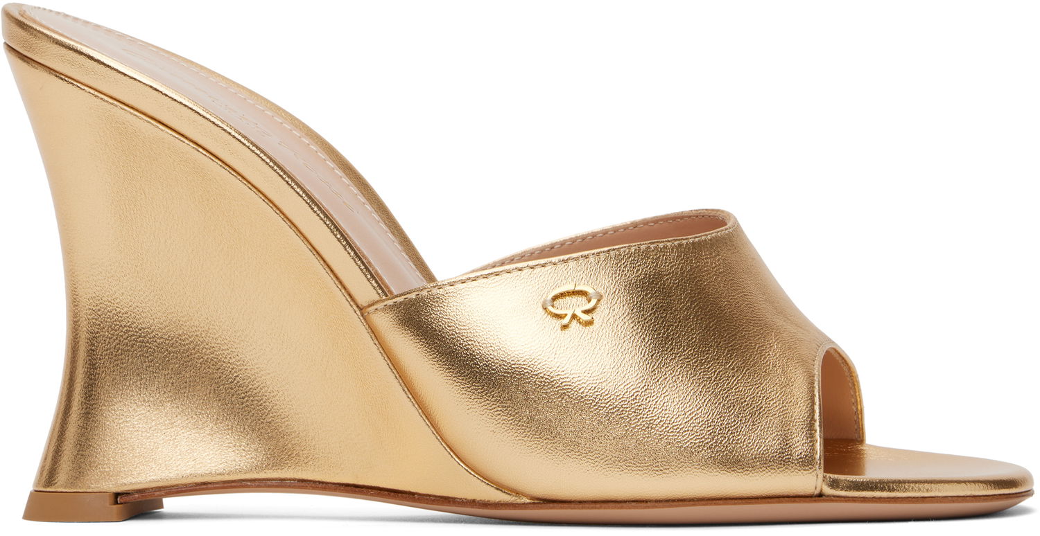 Аксесоари Gianvito Rossi Gianvito Rossi Nappa Silk Wedge Sandals Металик | G10095-95RIC-NPS, 0