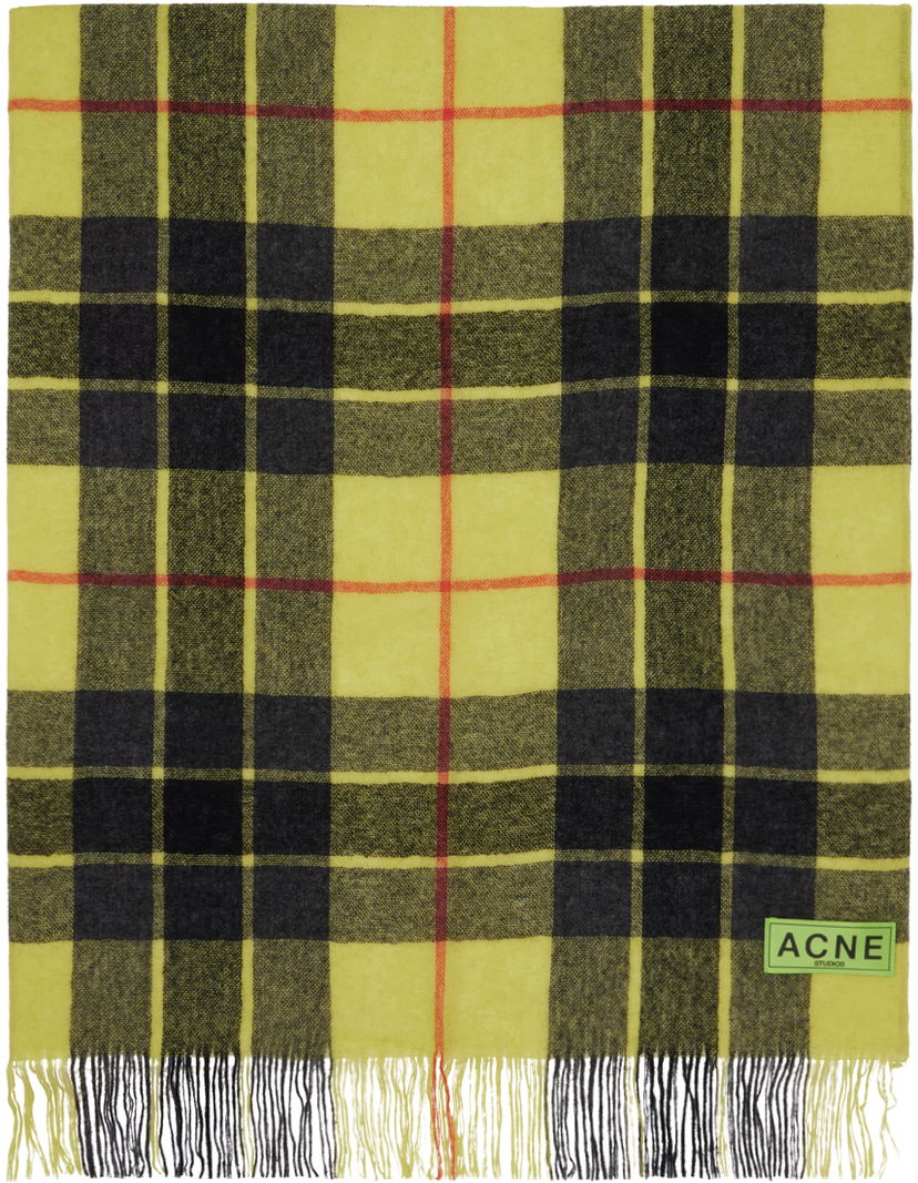 Шал Acne Studios Check Fringe Scarf Жълто | CA0312-