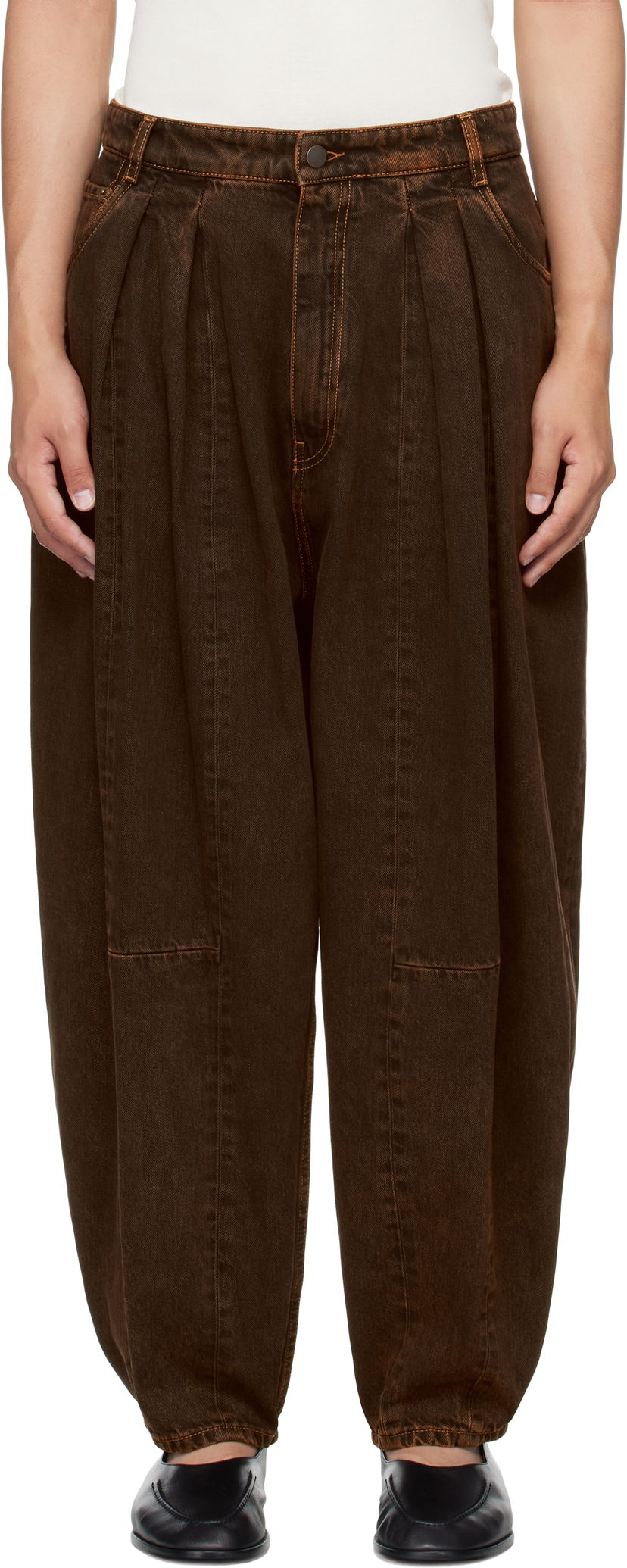 Панталони HED MAYNER Hed Mayner Pleated Denim Trousers Кафяво | HMMB67030A-HB252