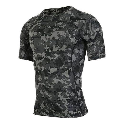 Тениска Nike Nike Pro Training Breathable Quick Dry Short Sleeve Camouflage T-Shirt Сиво | 828177-037