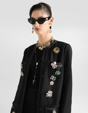 Яке Dolce & Gabbana Dolce & Gabbana Single-breasted Double Crêpe Brooch-Embellished Jacket Многоцветен | F27EEZFU2L8N0000, 3