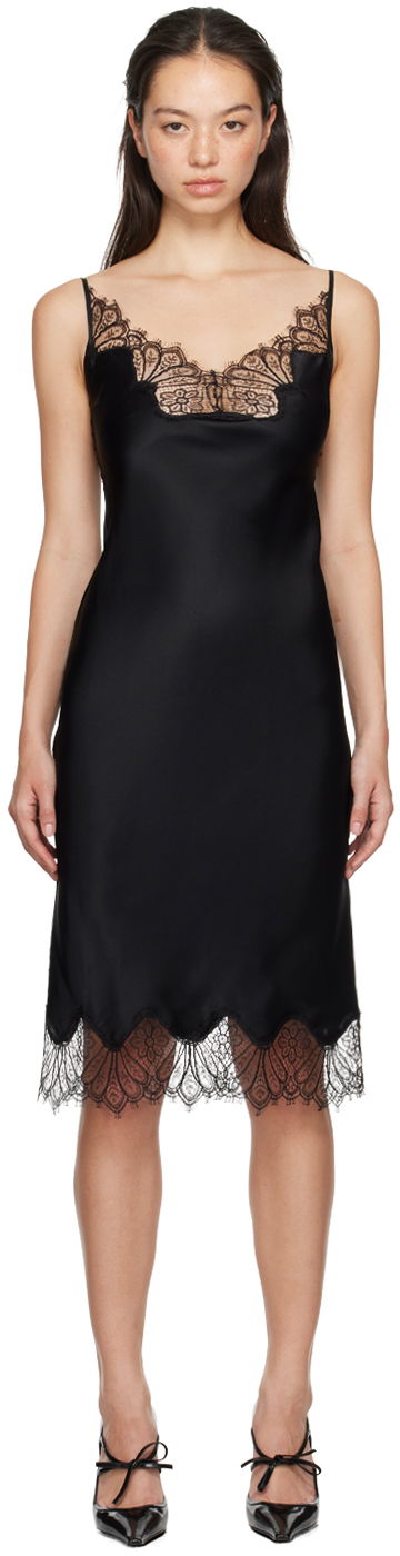 Pокля Coperni Coperni Lace Slip Midi Dress Черно | COPR99F3008, 0