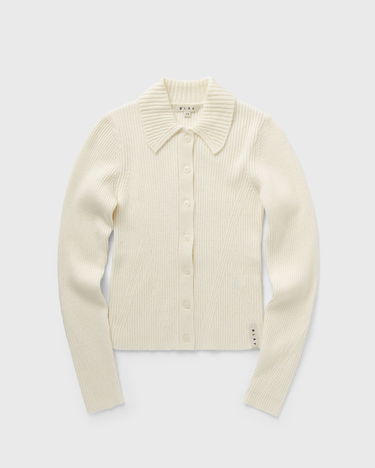 Пуловер ØLÅF Merino Ribbed Knit Cardigan Sweater Бяло | W180702-OFF-WHITE, 2
