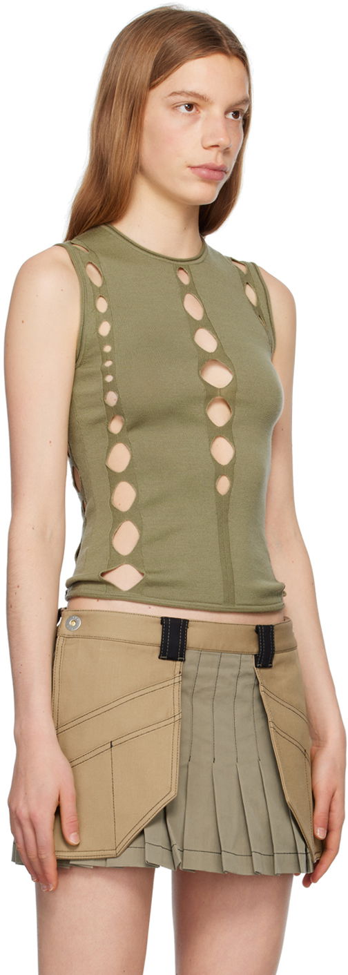 Потник Dion Lee Snake Diamond Cutout Tank Top Зелено | C7213P23, 1