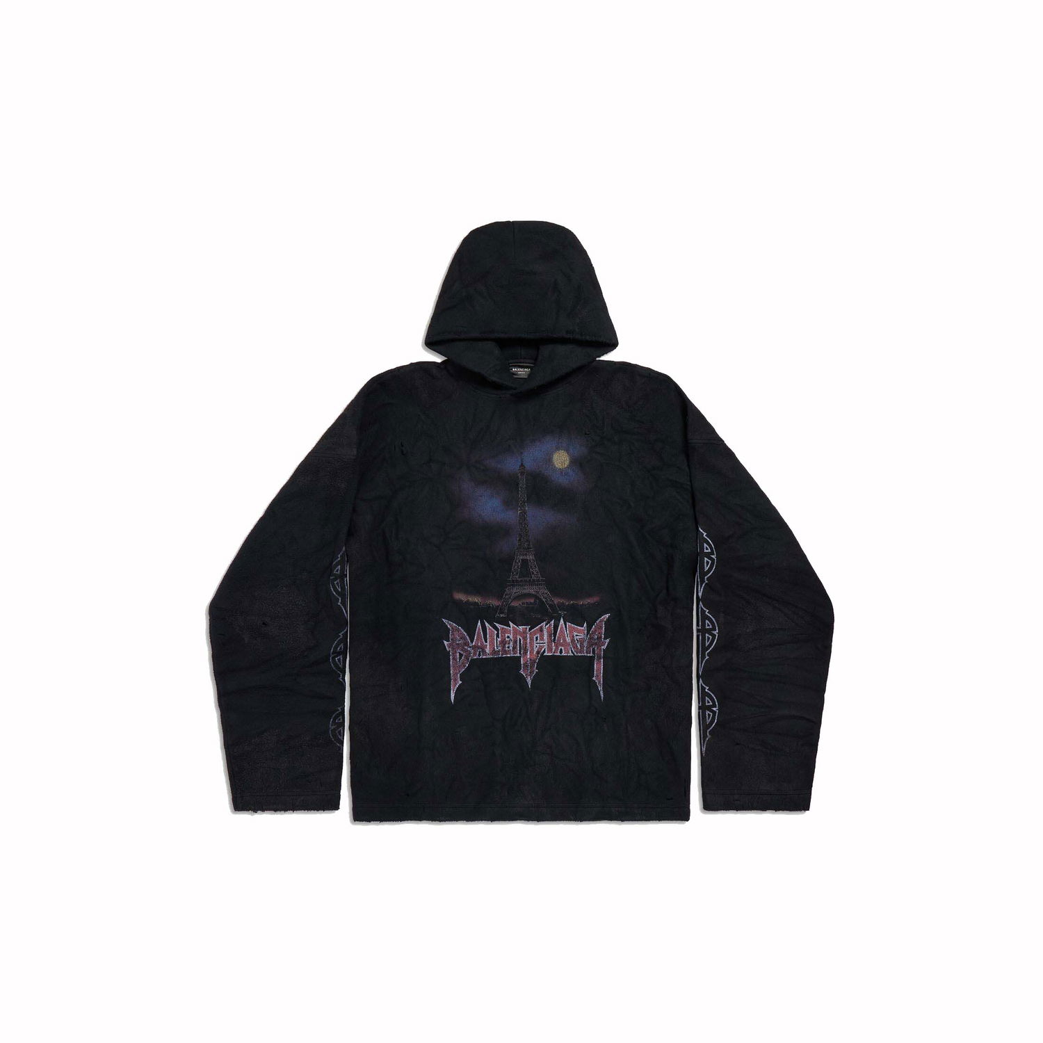 Суитчър Balenciaga Paris Moon Crinkled Hoodie Черно | 744435TOVJ41000, 0