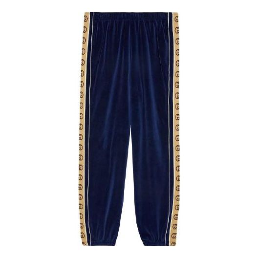 Спортни панталони Gucci Oversized Velour Track Pants Синьо | 574097-XJA6U-4541