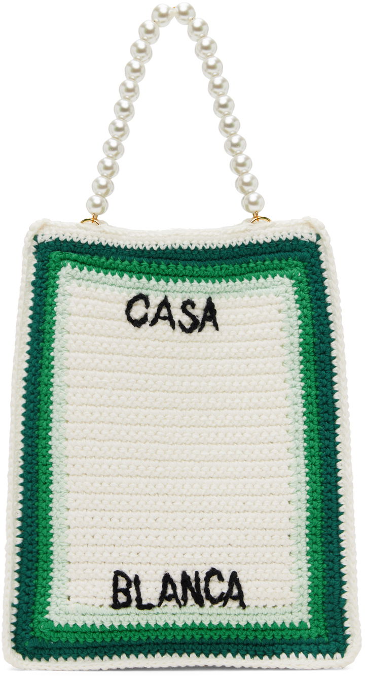 Голяма пазарска чанта Casablanca Mini Crochet Tote Bag Зелено | APS24-BAG-093-01, 0