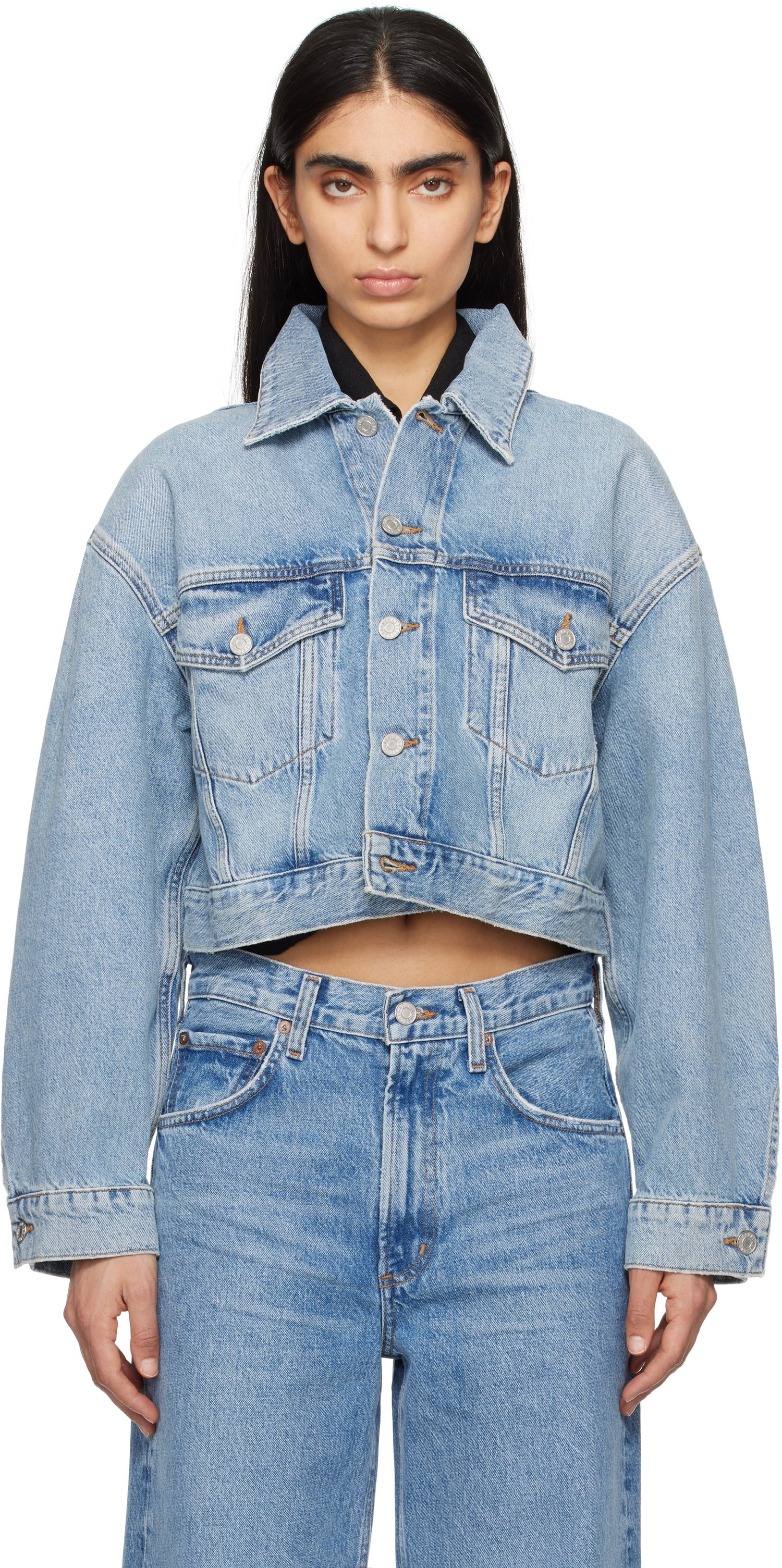 Дънки AGOLDE AGOLDE Palmer Cropped Denim Jacket Синьо | A5047-1601, 0