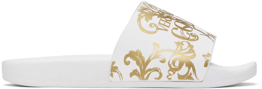 Облекло Versace Jeans Couture White Watercolor Couture Slides Бяло | E76VA3SQ3_EZS365, 0