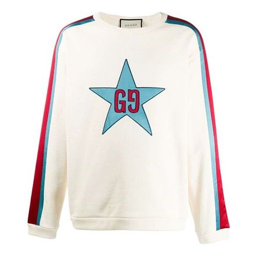 Пуловер Gucci Star Appliquéd Sweatshirt Бяло | 576065-XJBBQ-9761, 0