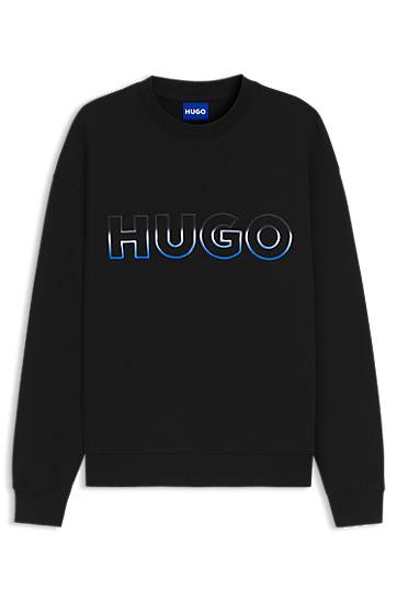 Cotton-terry sweatshirt with ombré logo embroidery