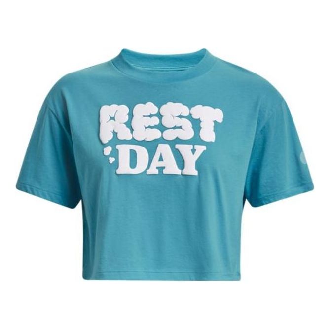 Съкратен топ Under Armour Rest Day Cropped Graphic T-Shirt Синьо | 1376747-433