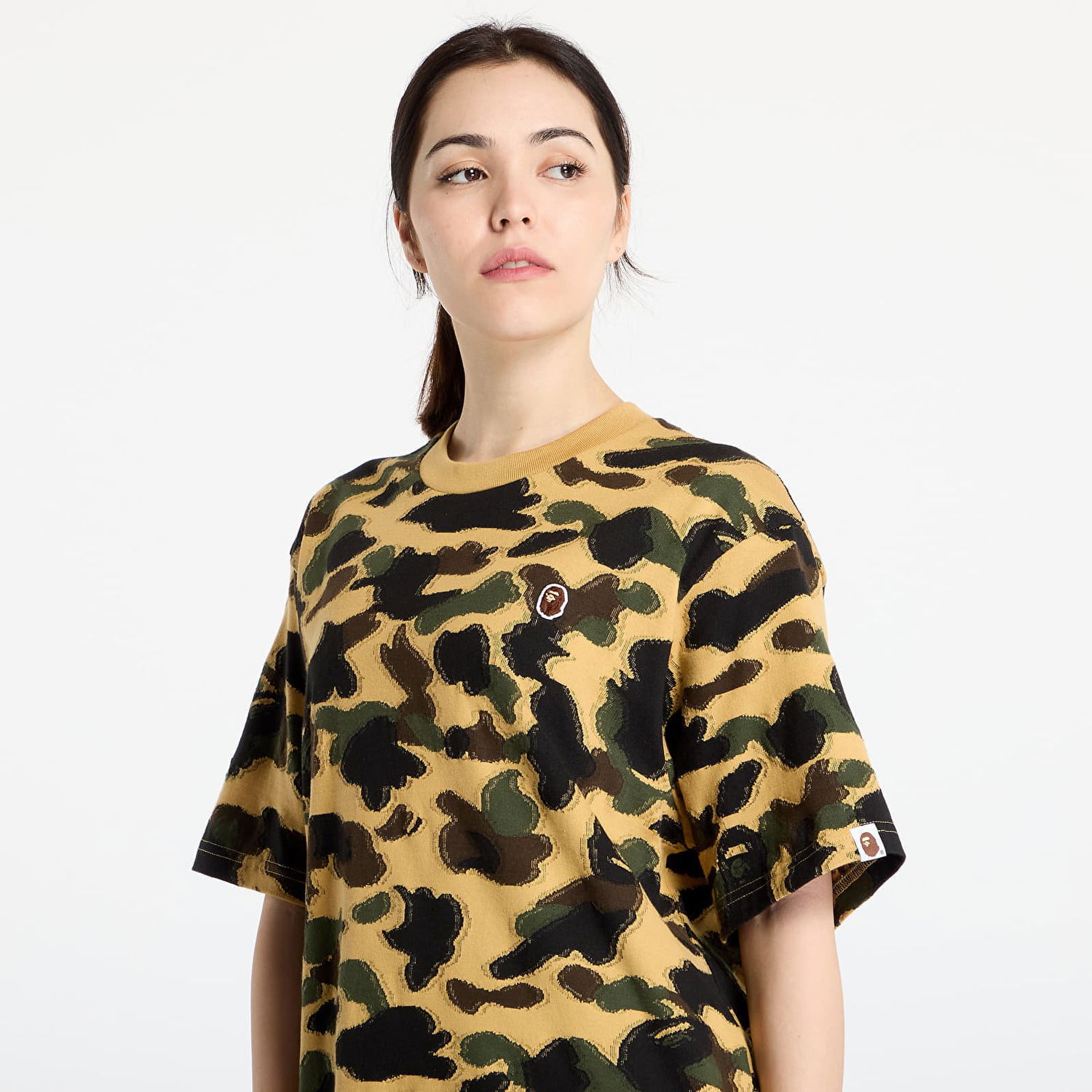 Тениска BAPE A BATHING APE 1St Camo Jacquard Ape Head Relaxed Fit Tee Жълто | 001CSL301304MYEL, 1