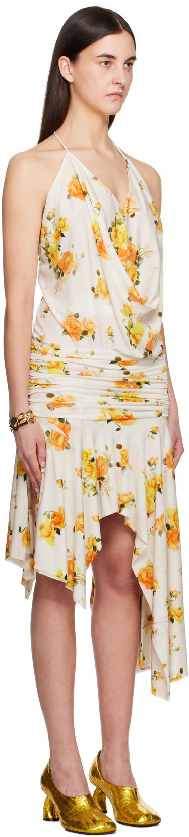 Pокля Acne Studios Acne Studios Strap Floral-Print Midi Dress Жълто | A20789-, 1