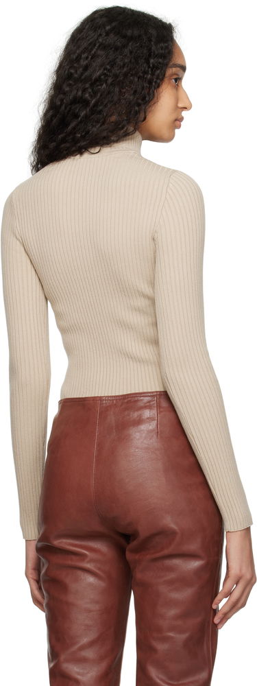 Пуловер Courrèges Courrèges Reedition Rib Knit Mock Neck Sweater Бежово | PERMPU022FI0001, 2
