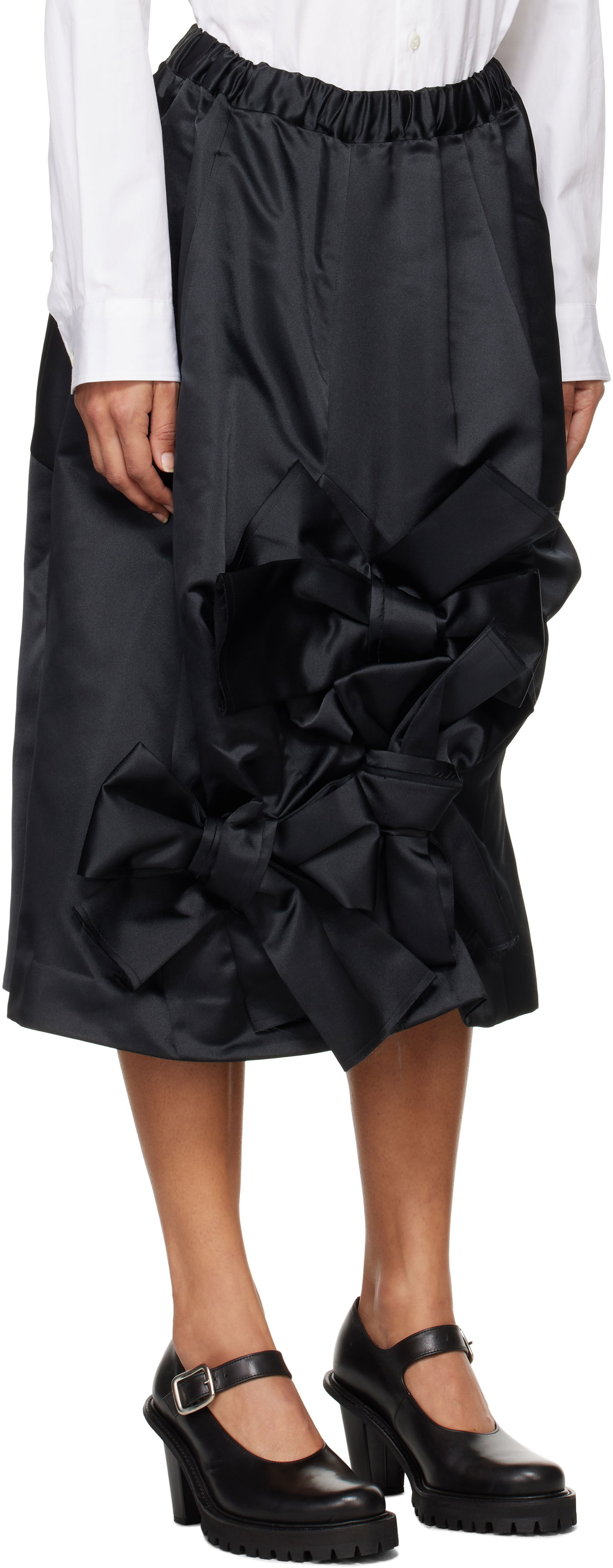 Пола Comme des Garçons Comme des Garçons Satin Midi Skirt with Bow Detail Черно | GN-S016-051, 1