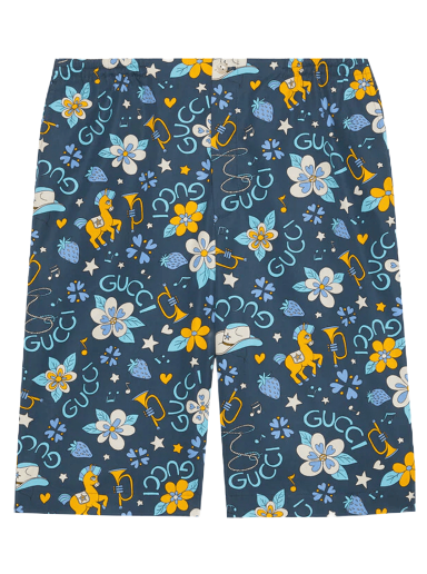 Къси панталони Gucci Flower And Pony Shorts Синьо | 672698 ZAITH 4520
