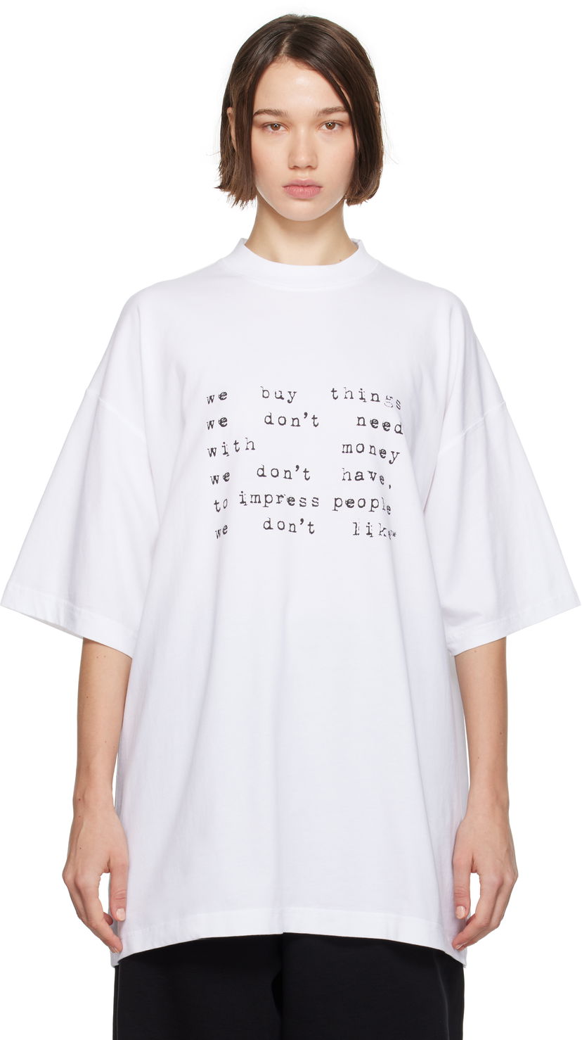 Тениска VETEMENTS Oversized Print T-Shirt Бяло | UA66TR625W