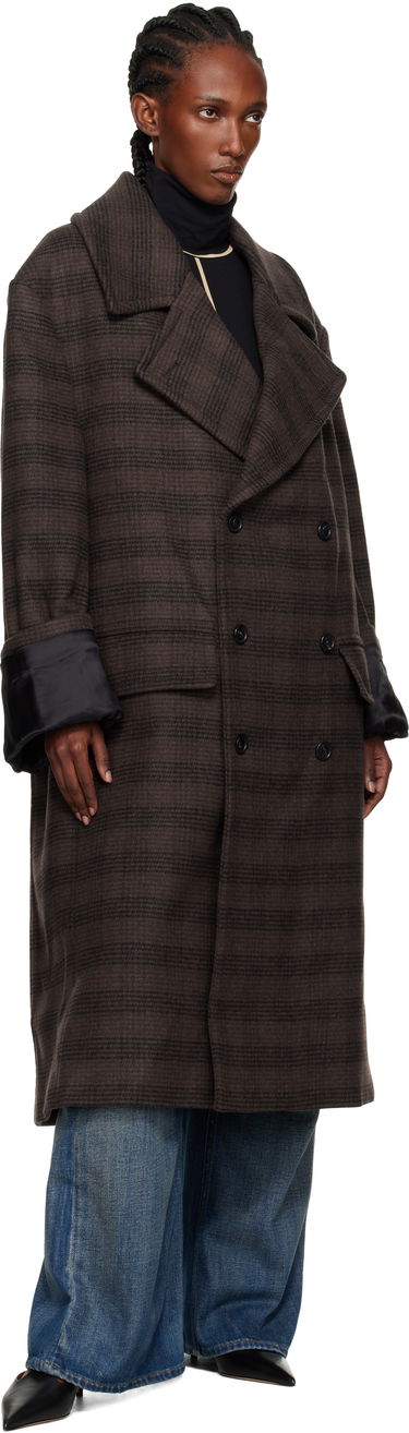 Палта Maison Margiela MM6 Maison Margiela Checked Double-Breasted Coat Кафяво | S52AA0190 M35472, 3