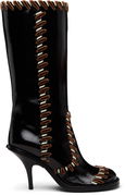 Dries Van Noten Round-Toe Whipstitched Stiletto Leather Boots