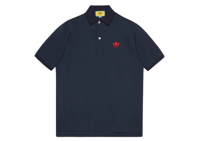 Поло тениска Gucci adidas x Cotton Piquet Polo Dark Blue Тъмно синьо | 700497 XJEL0 4433