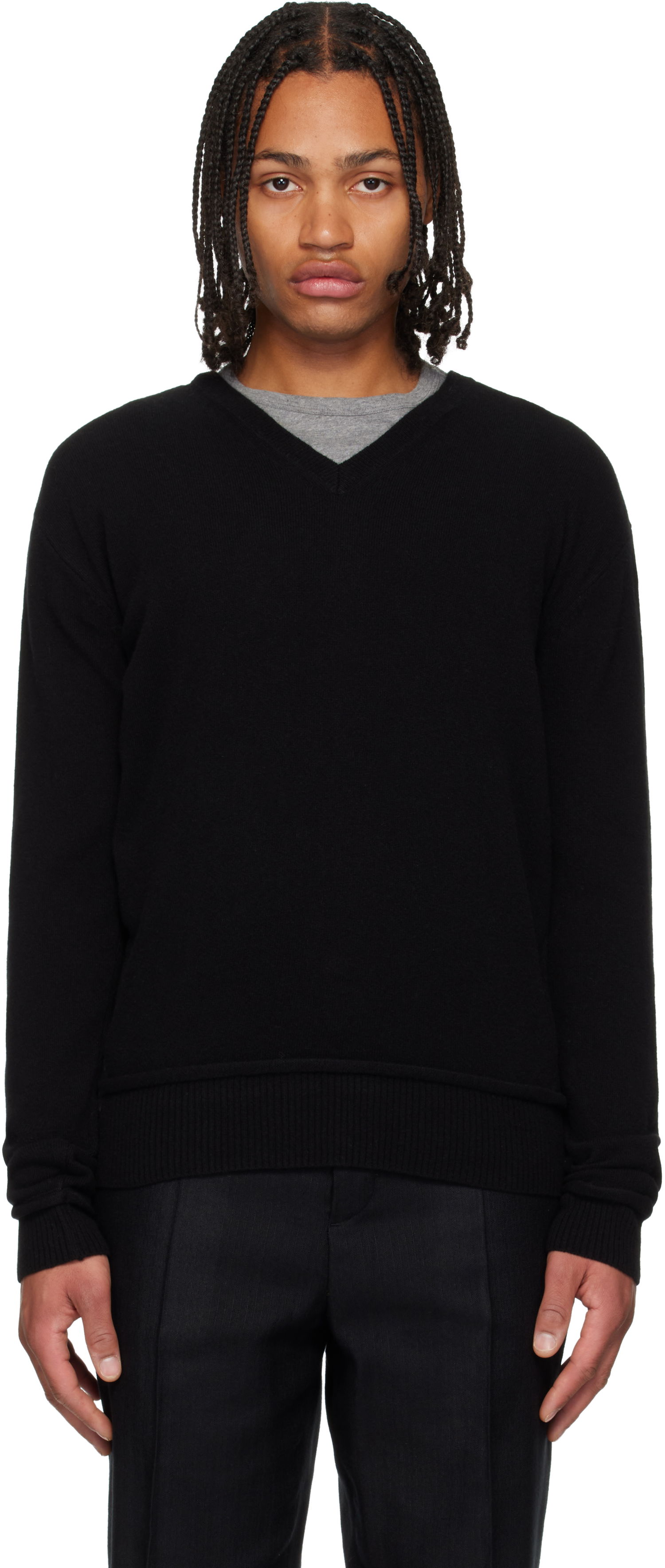 Пуловер OUR LEGACY Parallel V-Neck Sweater Черно | M4253PBC, 0