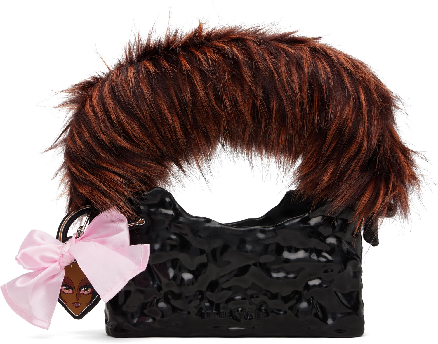 Дамска чанта Ottolinger Ottolinger Furry Baguette Ceramic Bag Черно | 126-901326-01, 0
