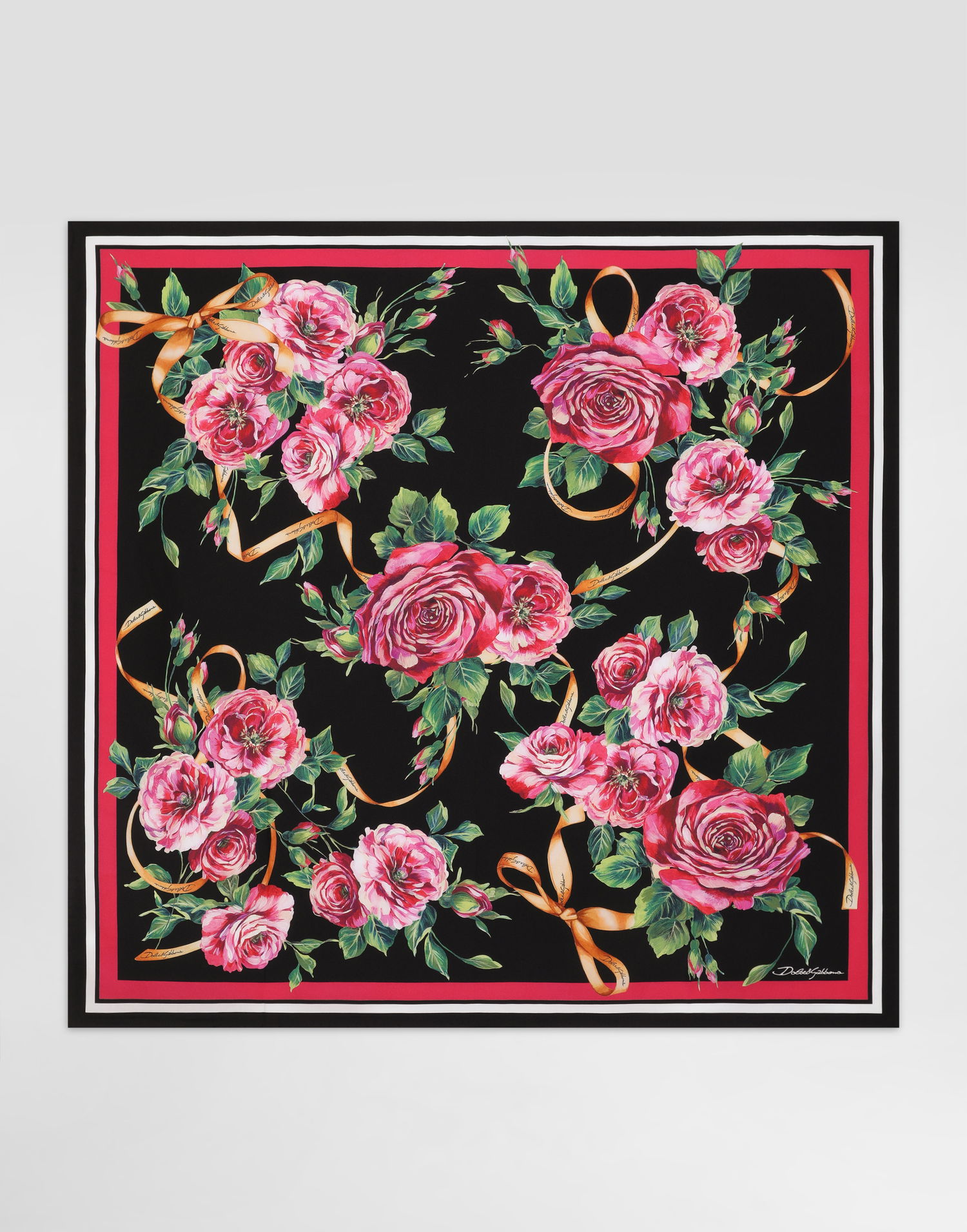 Шал Dolce & Gabbana Dolce & Gabbana Rose-Print Silk Twill Square Scarf Многоцветен | FN090RGDCUJHD5JA, 0
