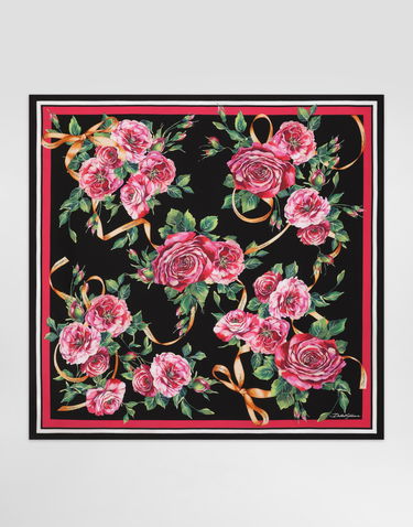 Шал Dolce & Gabbana Dolce & Gabbana Rose-Print Silk Twill Square Scarf Многоцветен | FN090RGDCUJHD5JA, 0