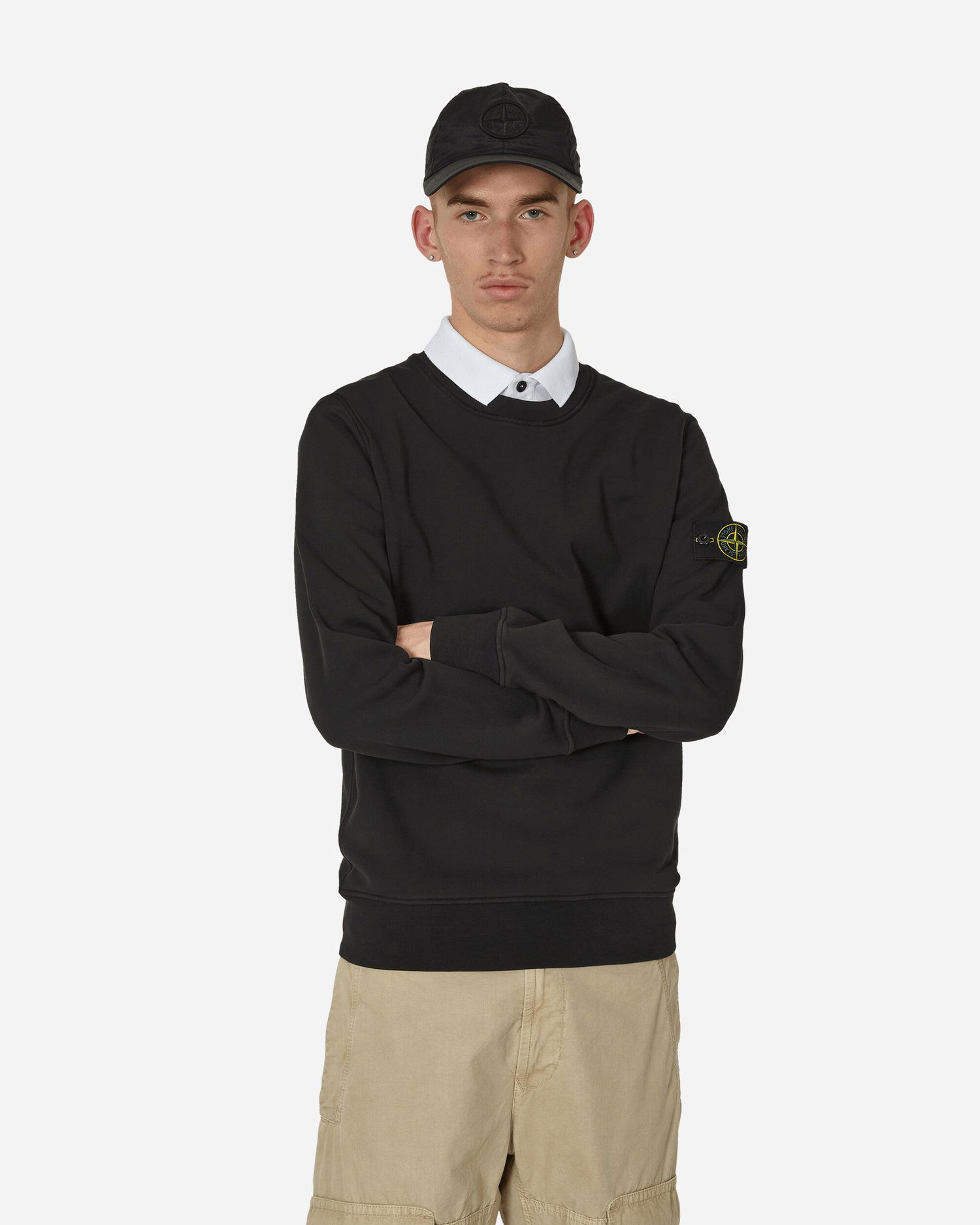 Суитчър Stone Island Garment Dyed Crewneck Sweatshirt Черно | 801563051 A0029, 0