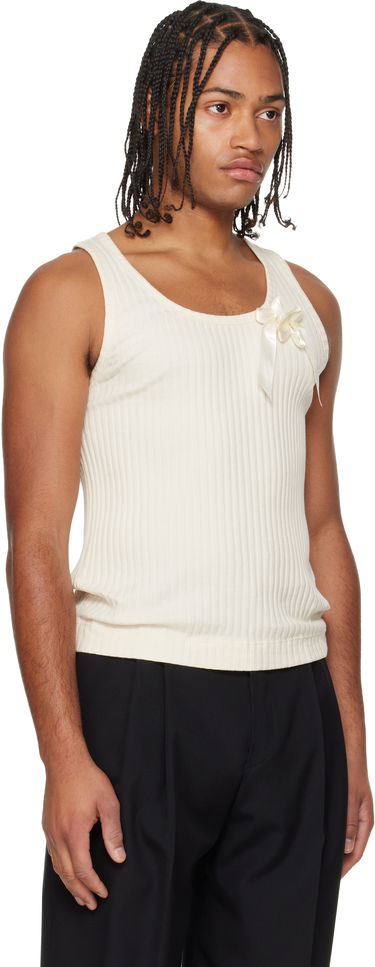 Потник Simone Rocha Ribbed Ribbon Daisy Tank Top Бяло | 5377 1230, 1