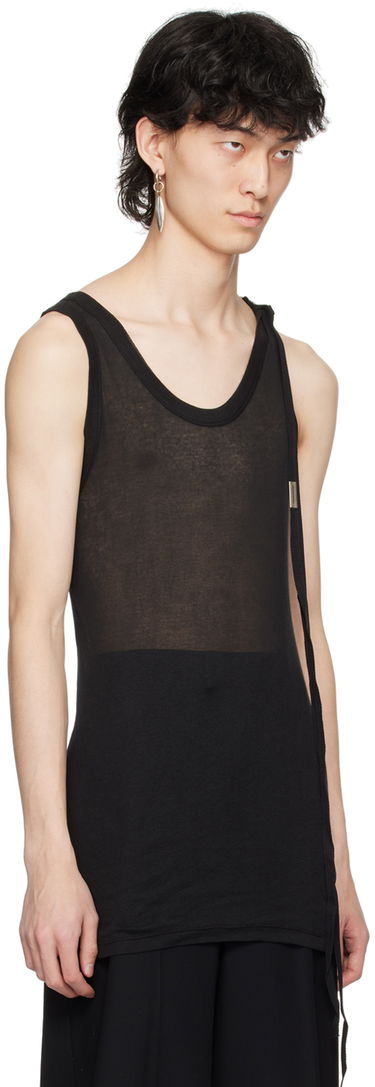 Потник Ann Demeulemeester Sheer Tie Detail Tank Top Черно | 2401-M-JTO20-FA434-099, 3