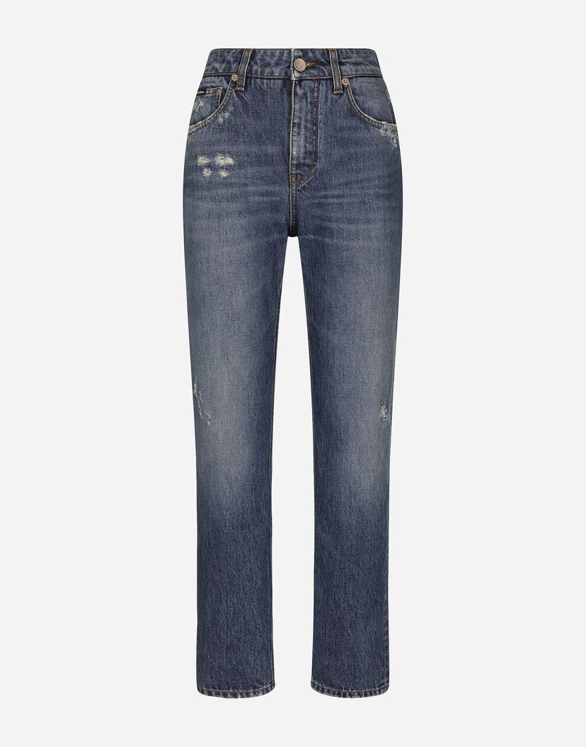 Дънки Dolce & Gabbana Boyfriend Jeans In Medium Blue Denim Синьо | FTAIADG8JZ6S9001