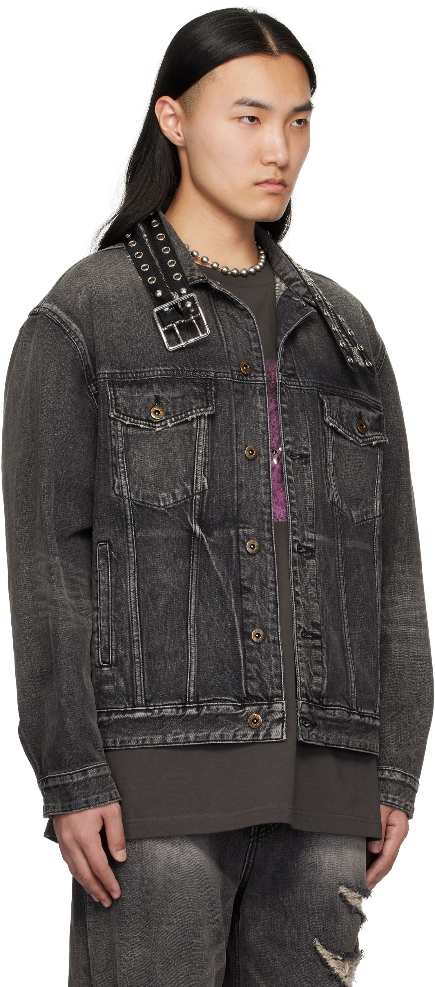 Яке We11done We11done Belted Collar Denim Jacket Черно | WD-DJ0-25-315-U-BK, 1