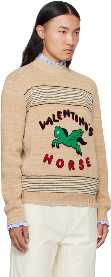 Пуловер Valentino Valentino 'Valentino's Horse' Knit Sweater Бежово | 7V3KC34EB27, 1