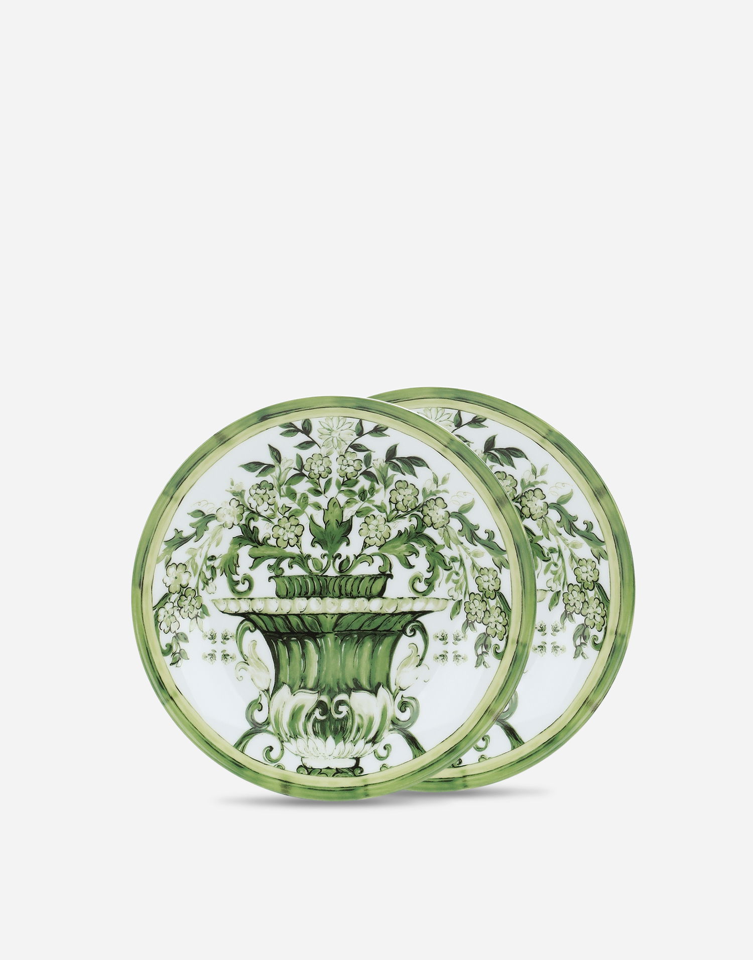 Домашен декор Dolce & Gabbana Dolce & Gabbana Set of 2 Porcelain Dessert Plates with Green Floral Urn Design Зелено | TC0S03TCA88UV019, 0