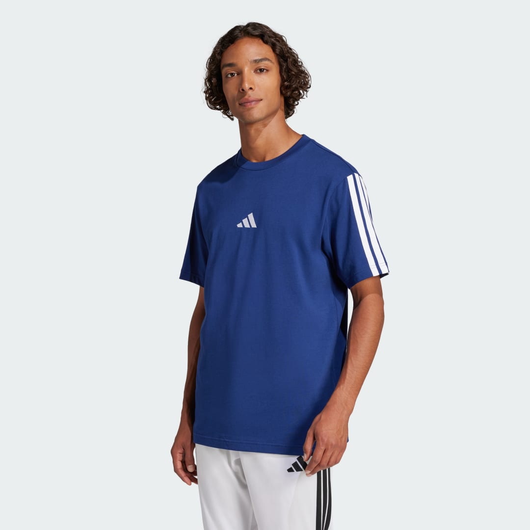 Тениска adidas Performance 3-Stripes Single Jersey T-Shirt Синьо | JW1950, 0