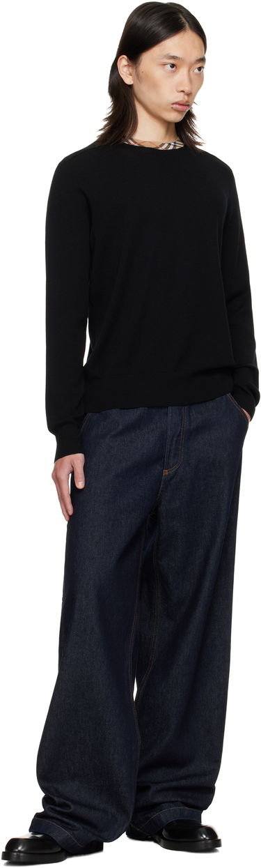 Пуловер Burberry Burberry Check Trim Wool Sweater Черно | 8112148, 3